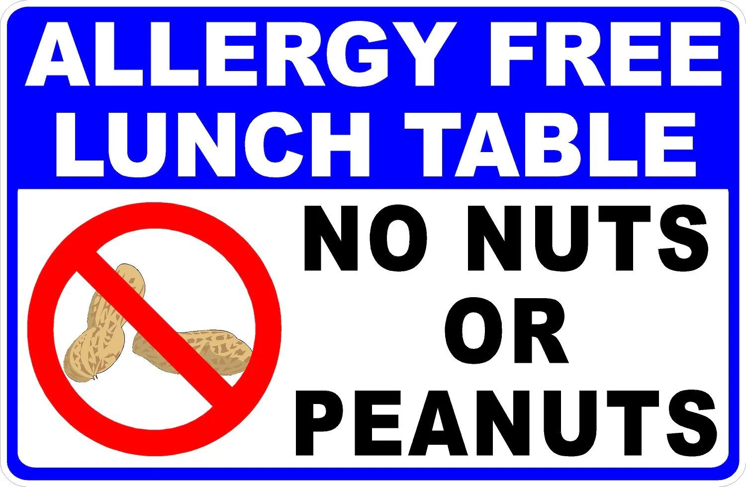 Allergy Free Lunch Table Sign No Nuts Or Peanuts Signs By SalaGraphics Allergy Free Lunch Table Sign No Nuts Or Peanuts Signs By SalaGraphics