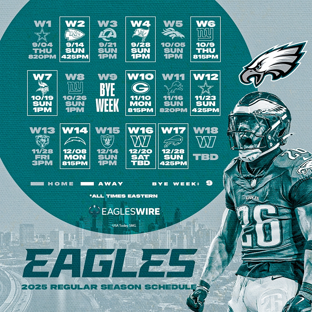 Philadelphia Eagles Schedule 2026 2027 Printable Philadelphia Eagles Schedule 2026 2027 Printable
