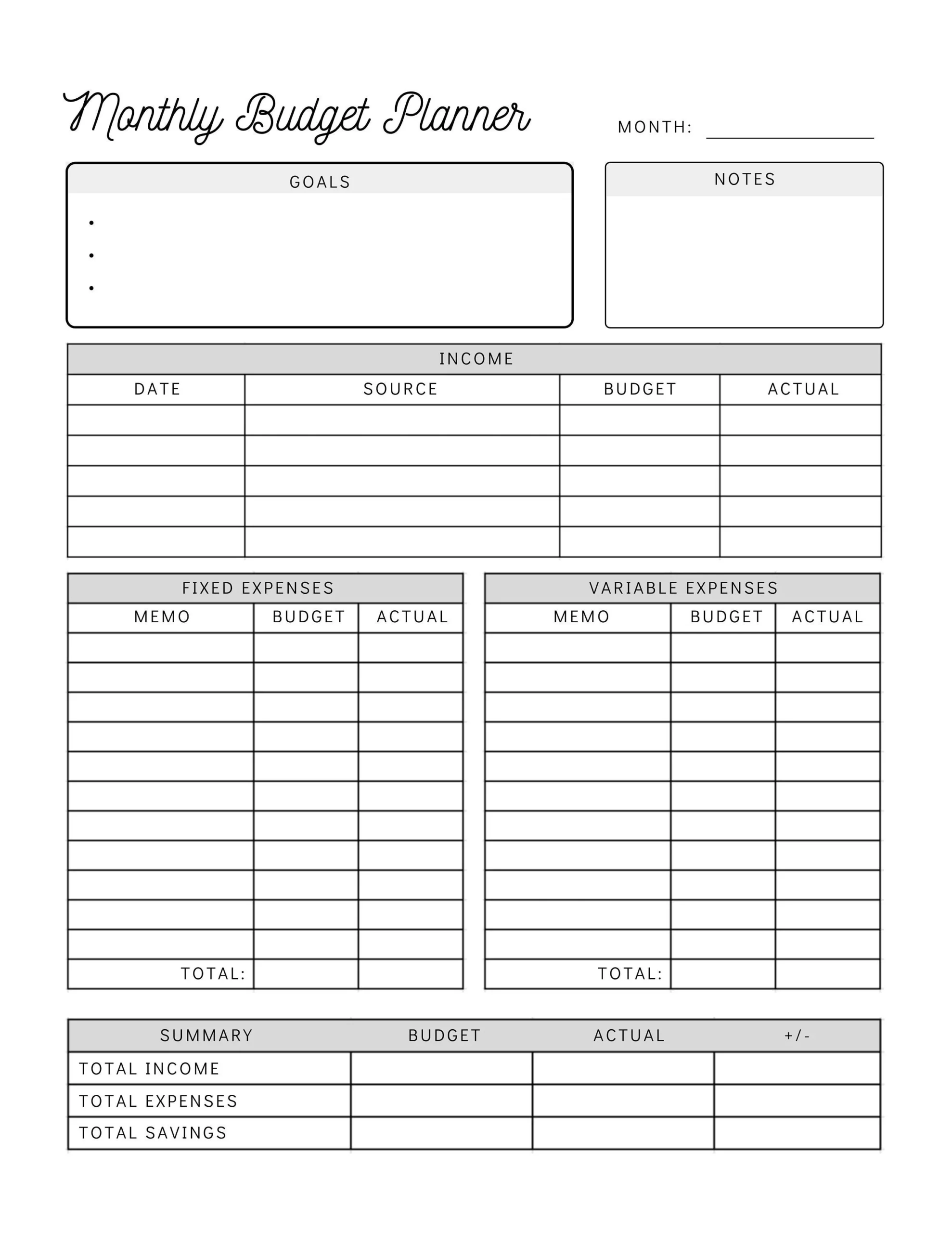 Personal Budget Sheet Printable Personal Budget Sheet Printable