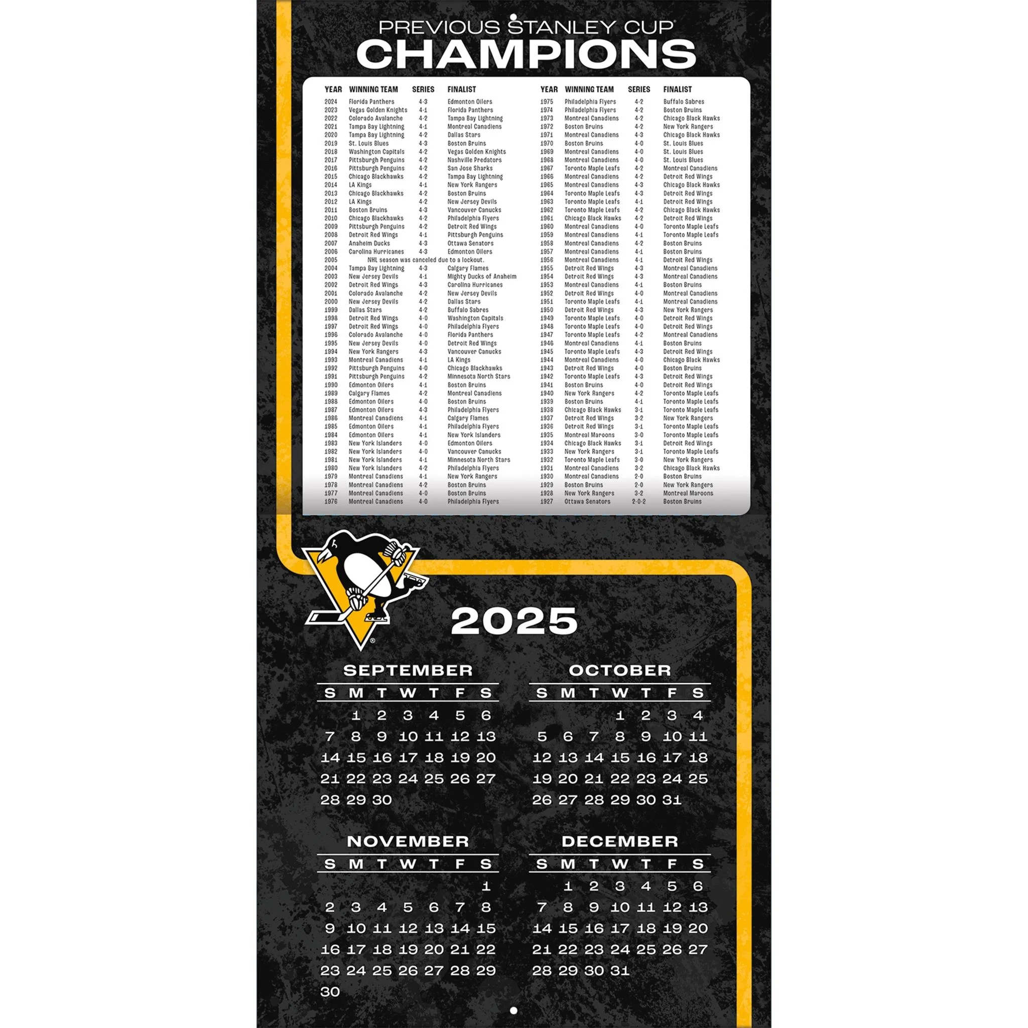 NHL Pittsburgh Penguins 2026 Wall Calendar NHL Pittsburgh Penguins 2026 Wall Calendar
