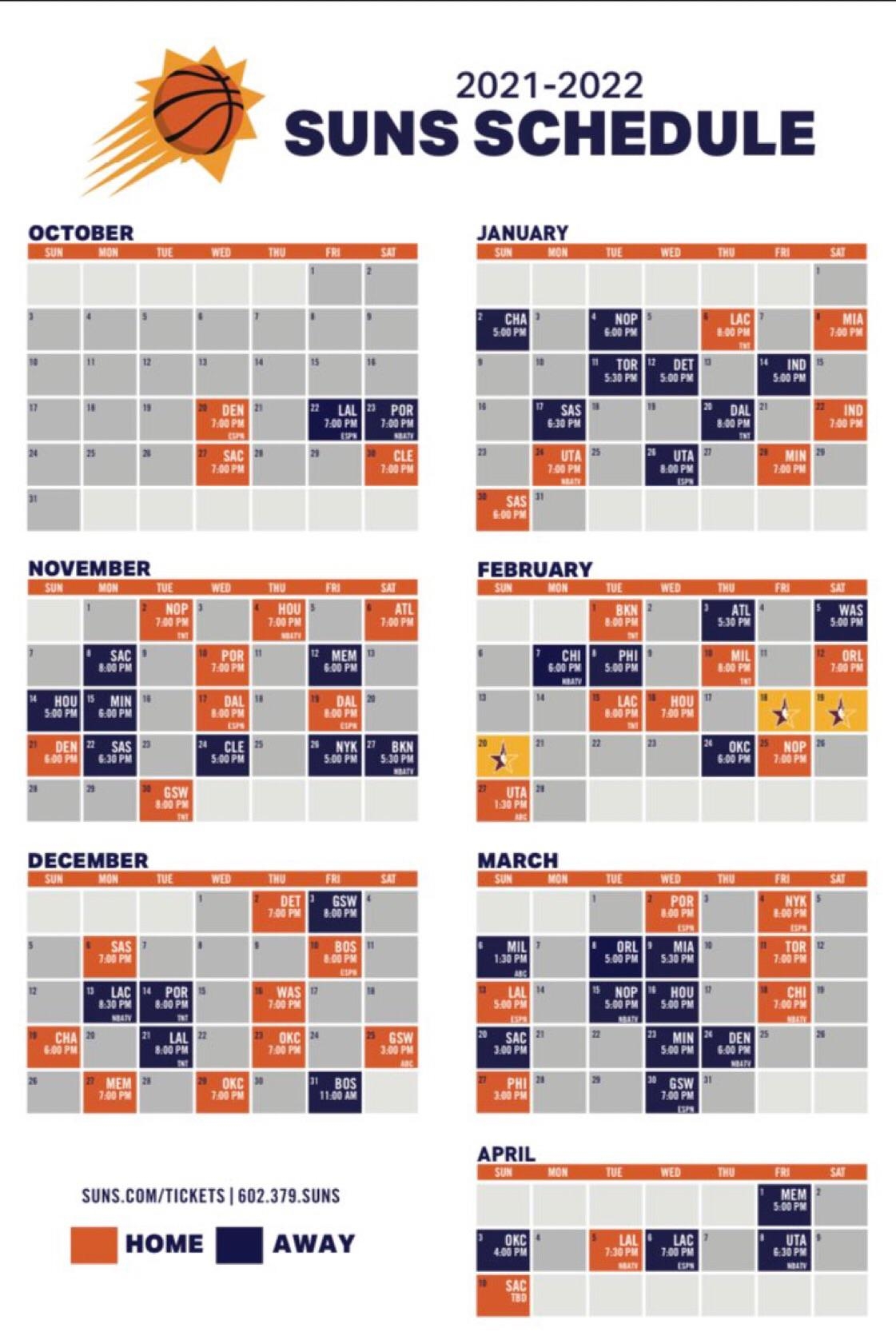 Phoenix Suns Printable Schedule 2025-2026 Phoenix Suns Printable Schedule 2025-2026