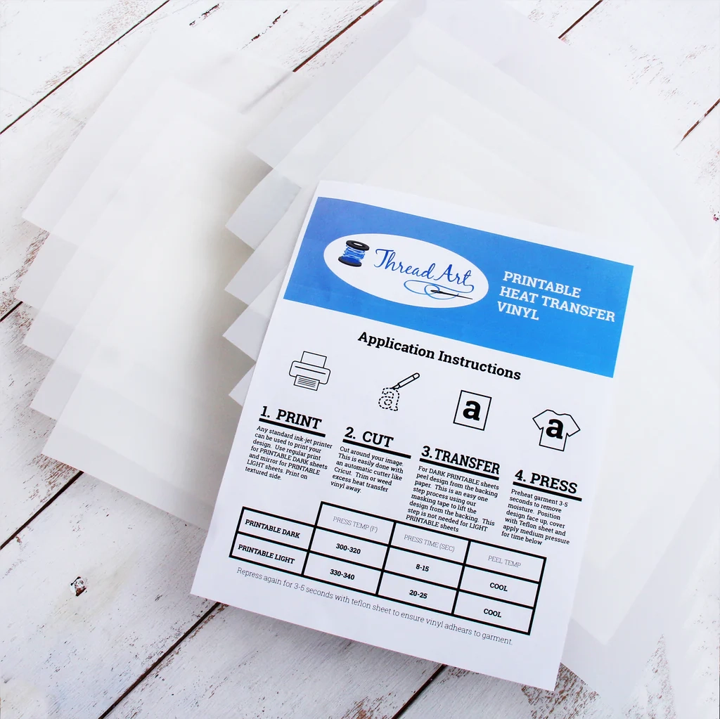 10 Inkjet Printable Heat Transfer Sheets For Light Colored Fabrics 8 Threadart 10 Inkjet Printable Heat Transfer Sheets For Light Colored Fabrics 8 Threadart