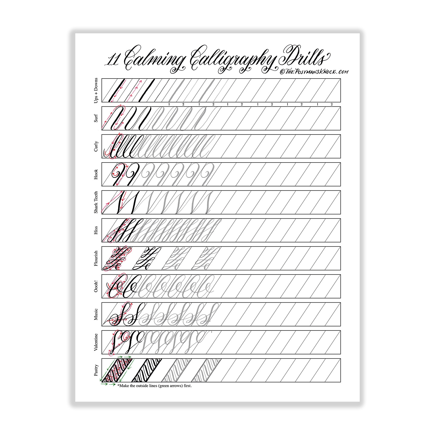 Calligraphy Printable Practice Sheets