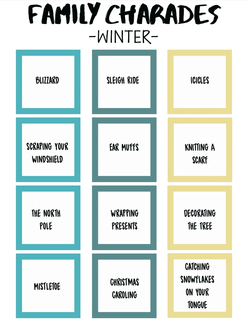 Fre Printable List For Charades Words