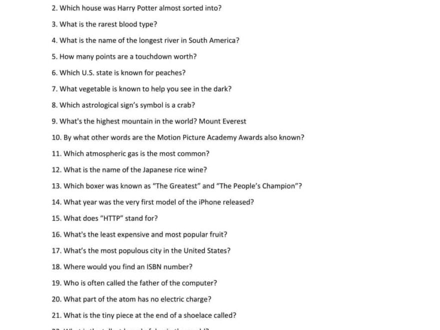 152 Easy Trivia Questions And Answers For Kids Teens Adults Mantelligence