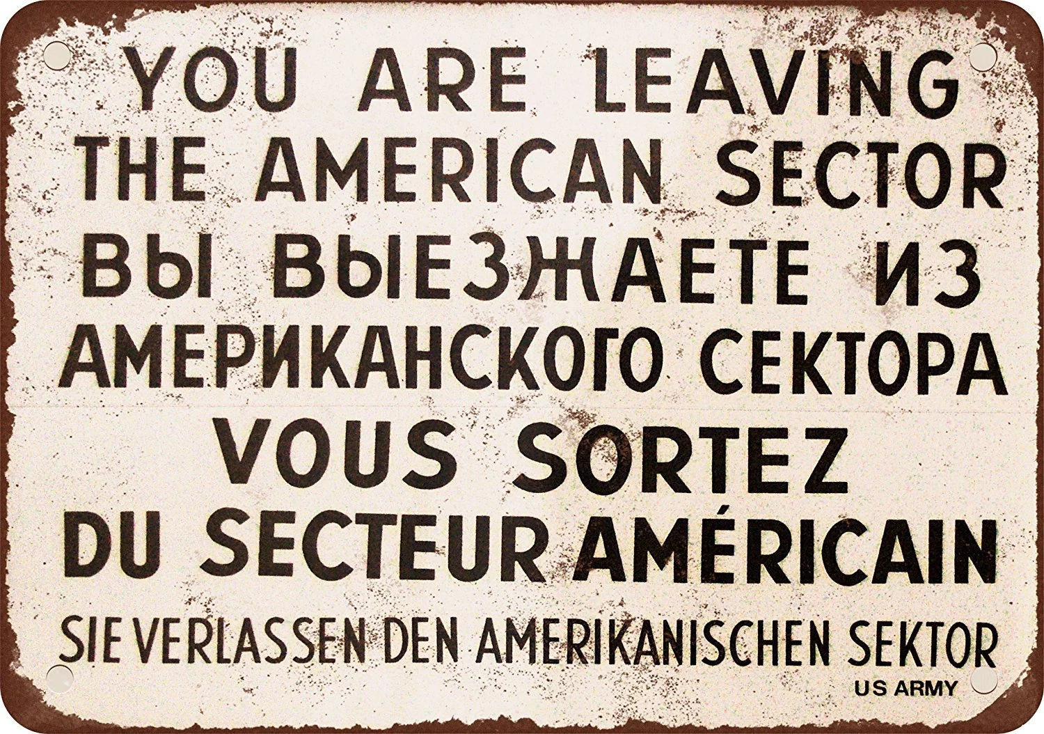 1962 Checkpoint Charlie Berlin Wall Vintage Look Reproduction Aluminum Sign UV Resistant Coating Sign53 Etsy