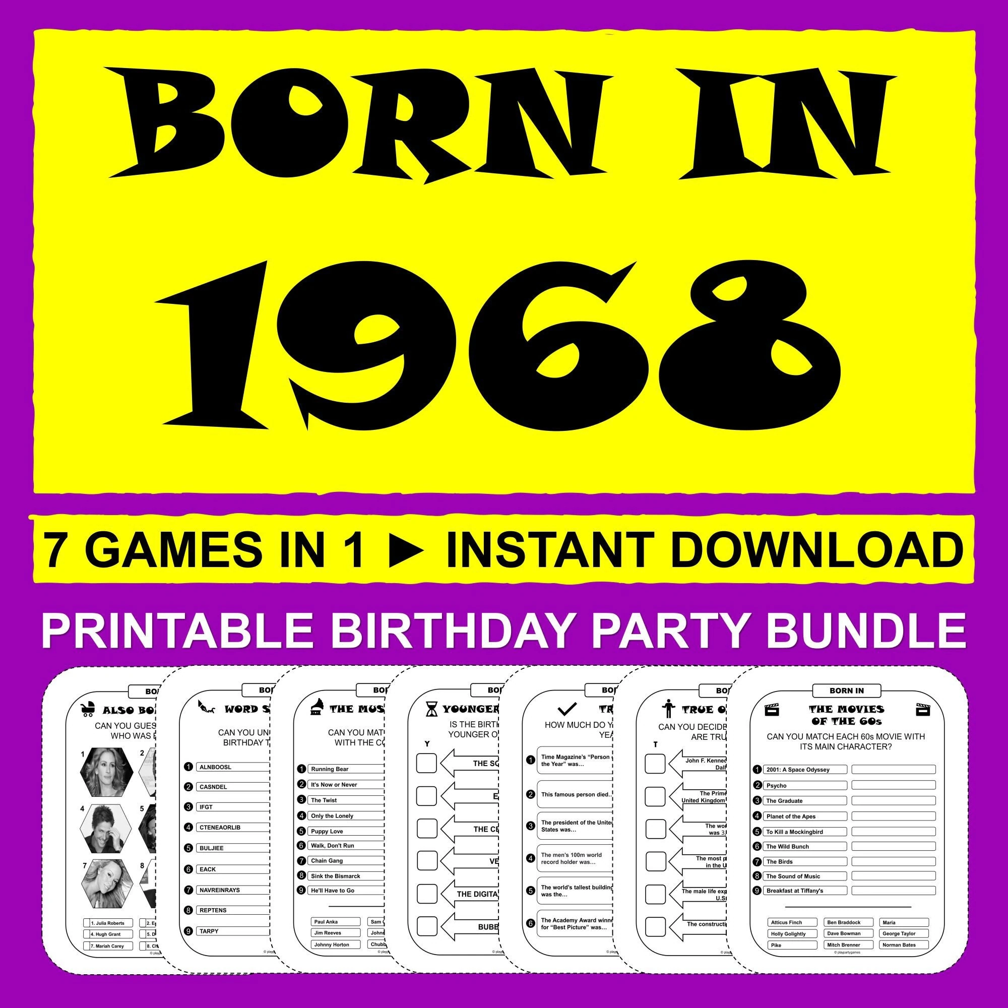 1968 Trivia Quiz Printable