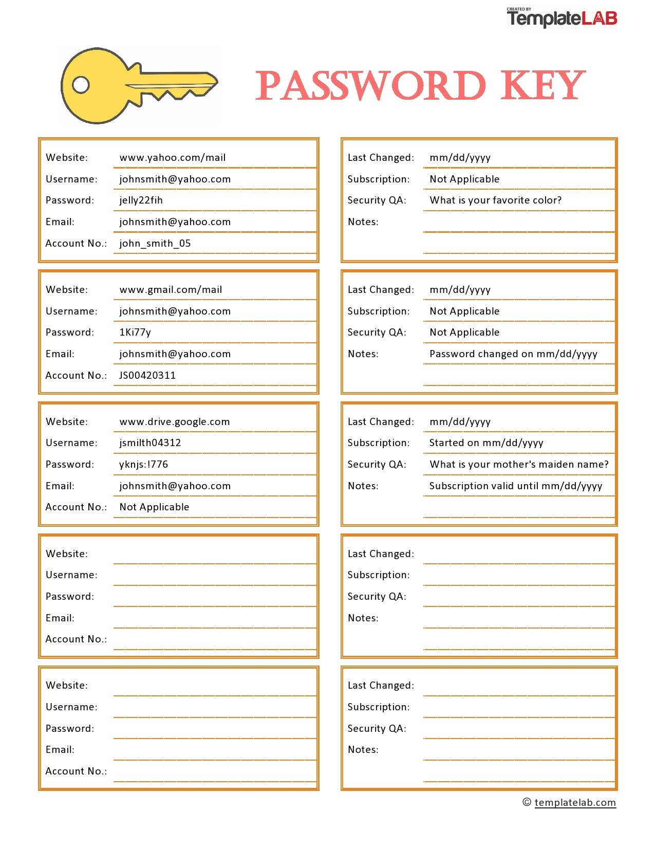 Password Cheat Sheet Printable