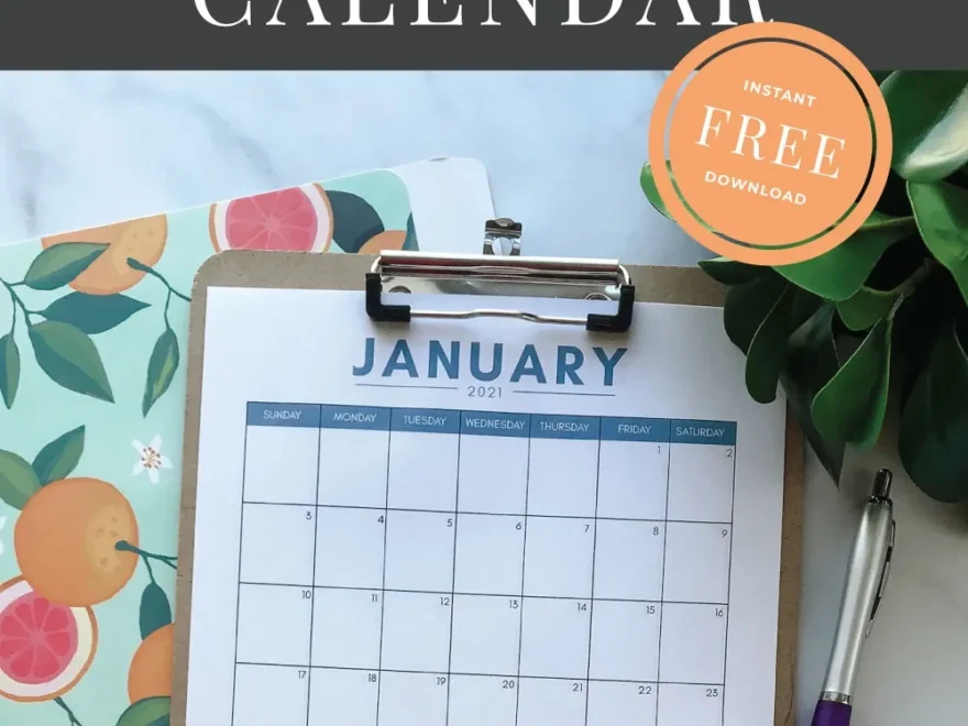 2021 Monthly Calendar Free Download Prickly Pear Design Co