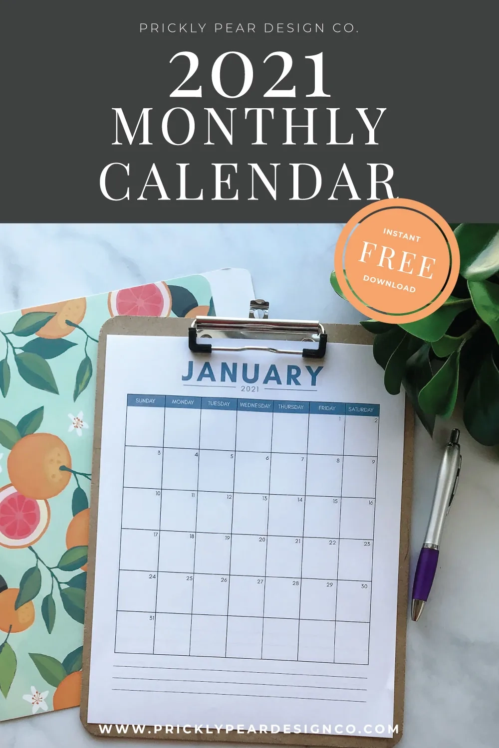 2021 Monthly Calendar Free Download Prickly Pear Design Co 2021 Monthly Calendar Free Download Prickly Pear Design Co