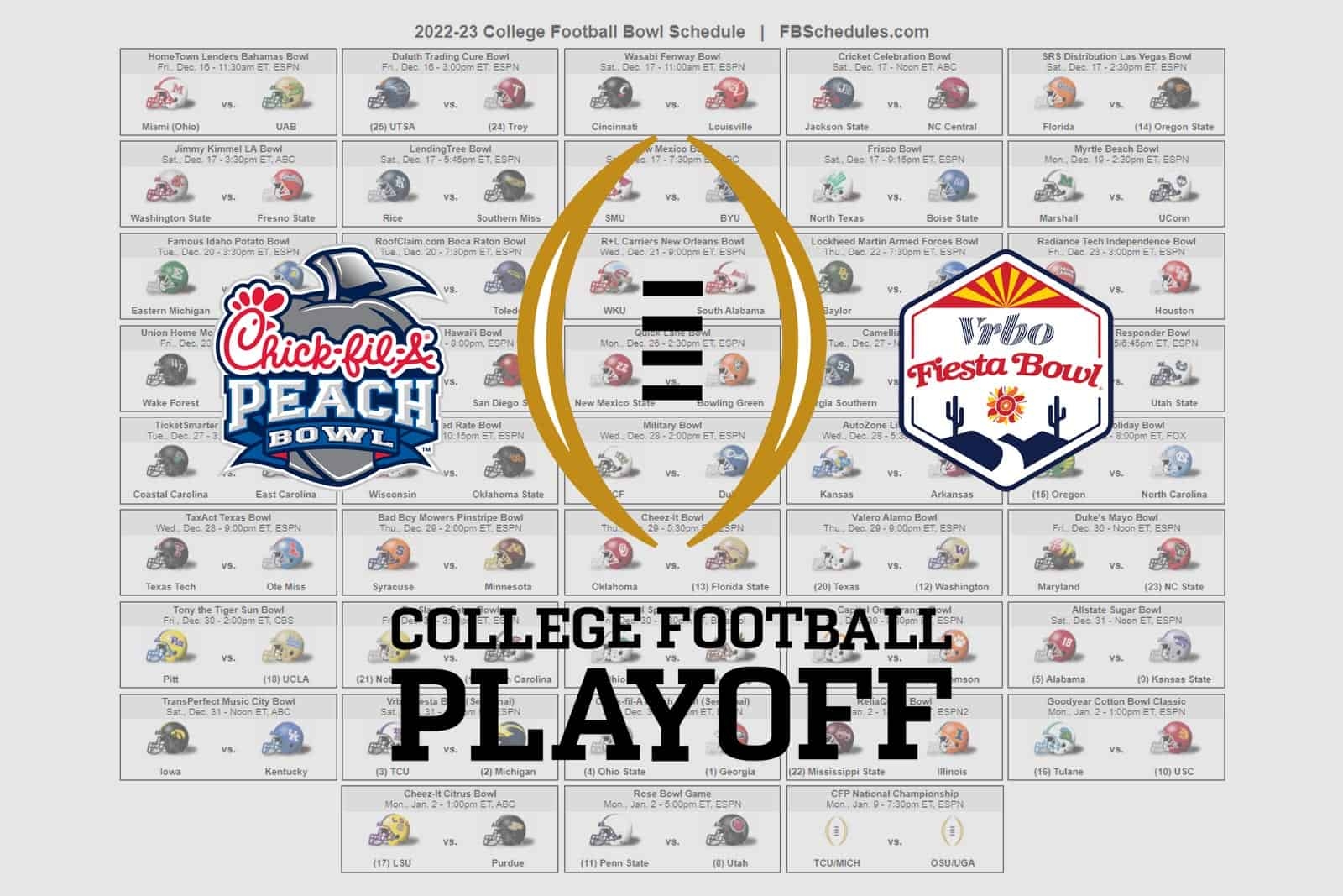 Printable 2026 College Football Bowl Schedule Printable 2026 College Football Bowl Schedule