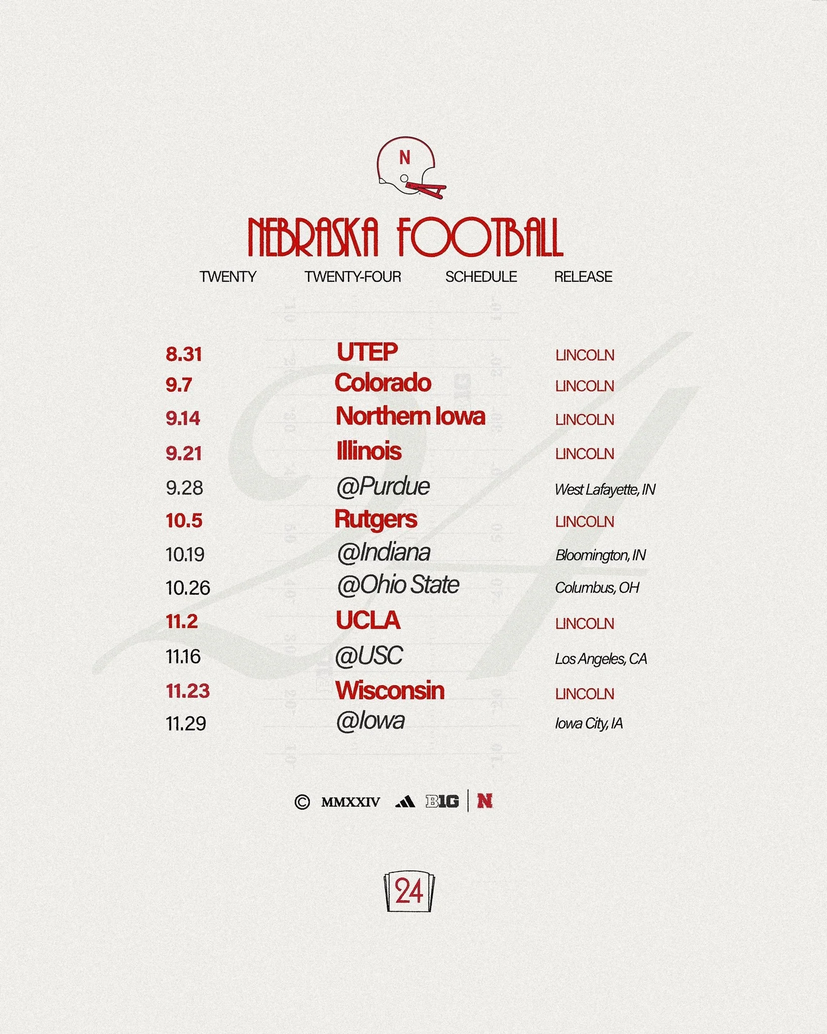 2024 Husker Football Schedule Released R Huskers