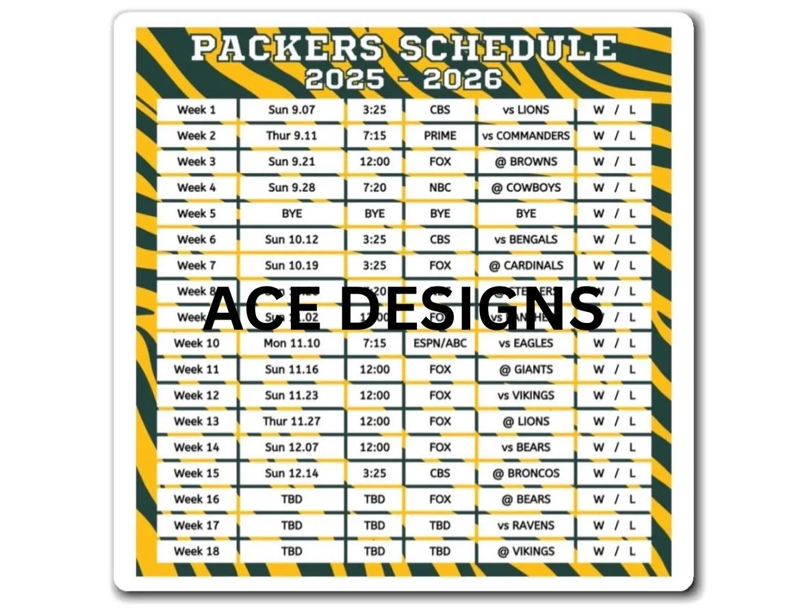 2025 2026 Green Bay Packers Schedule Magnet 6 X 6 Inches NFL Football Season Tracker Etsy