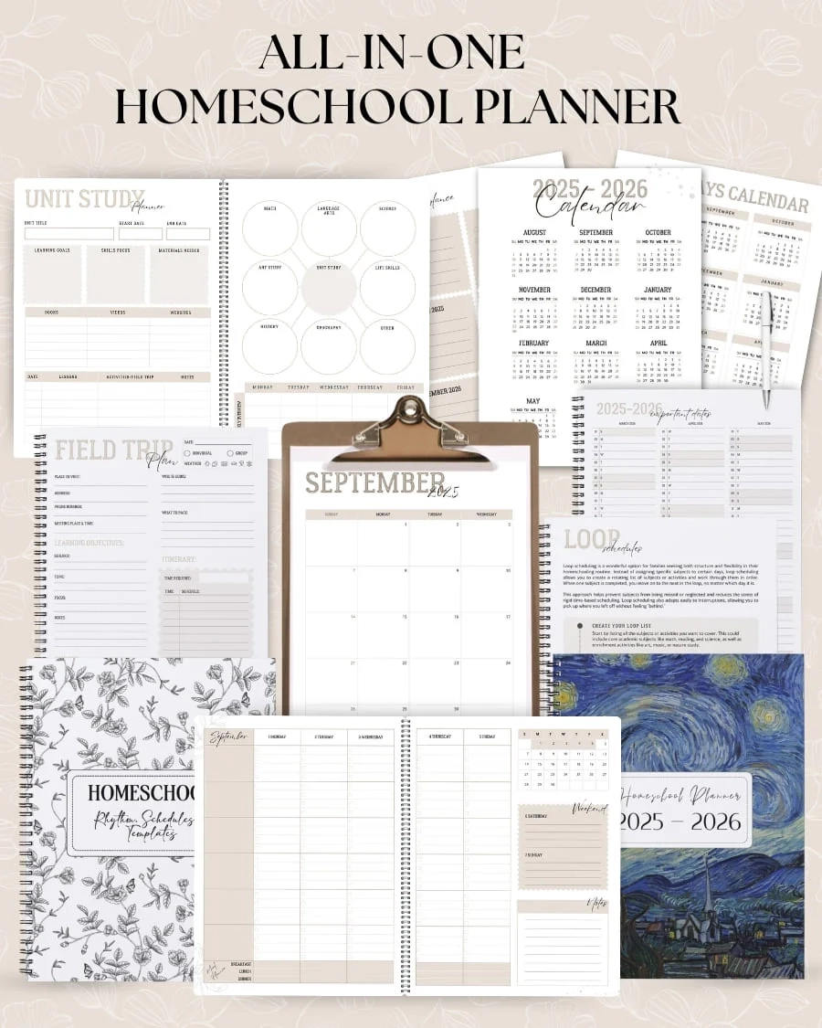 2025 2026 Homeschool Planner Printable PDF Digital Download My Mega Bundles LLC