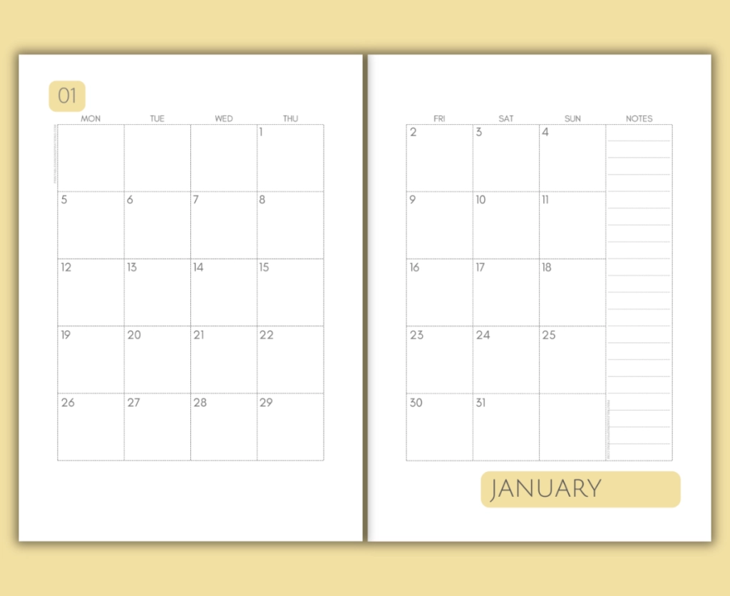 Happy Planner Monthly Spread Printable