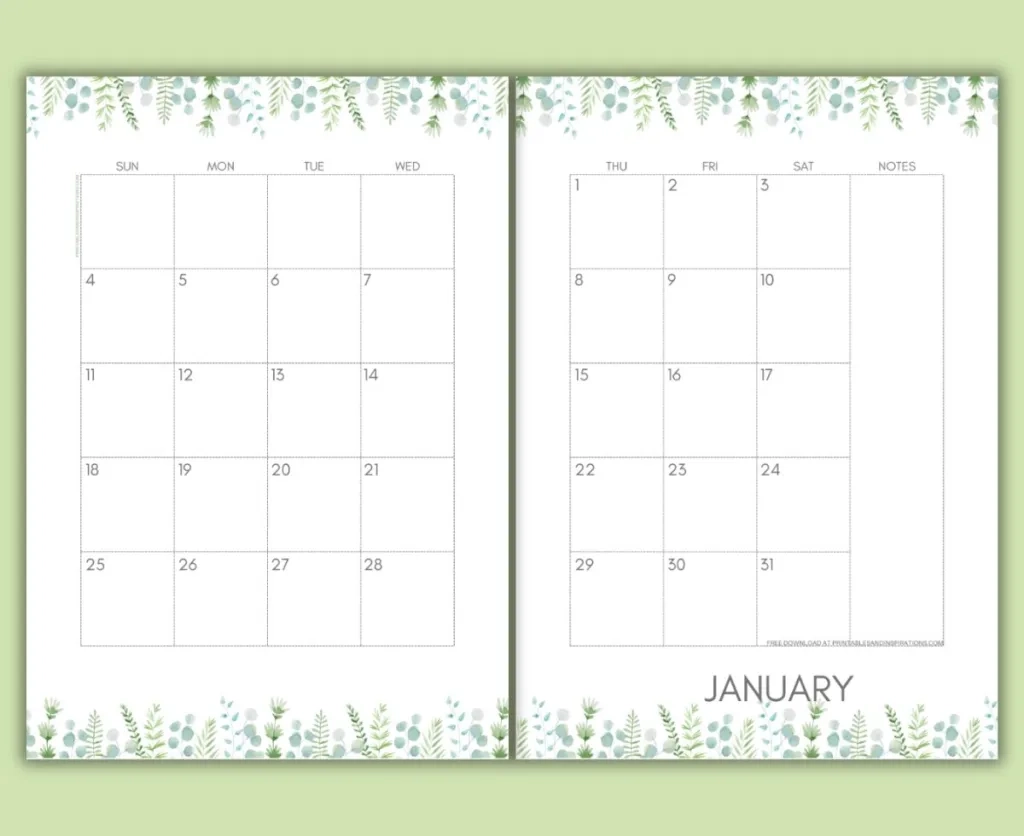 Monthly Planner Inserts 2026 Free Printables