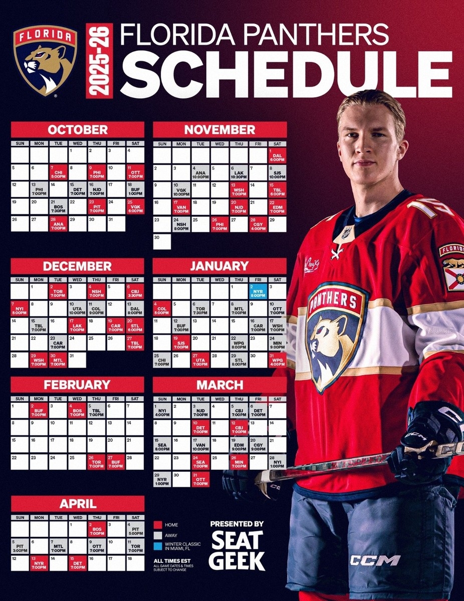 Florida Panthers Hockey Schedule Printable