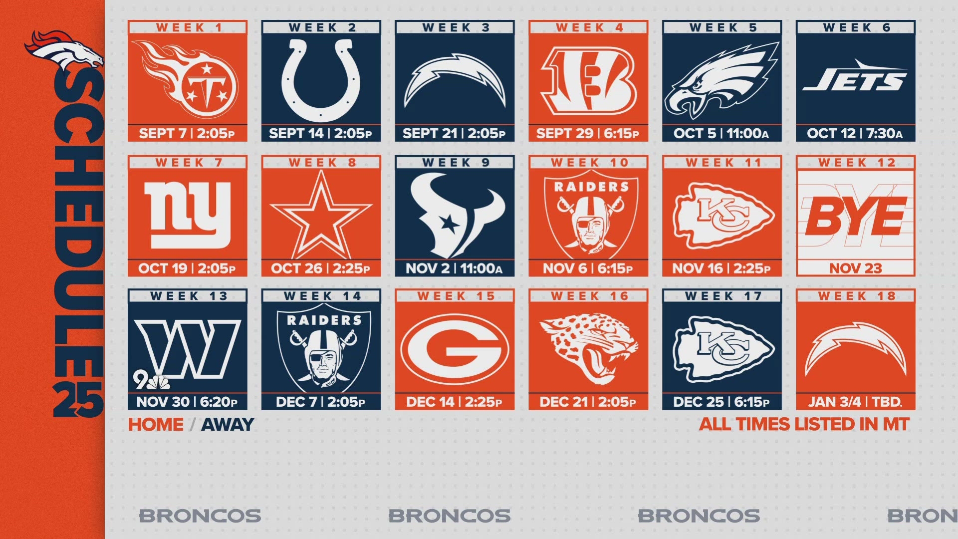 Official Printable Broncos Schedule
