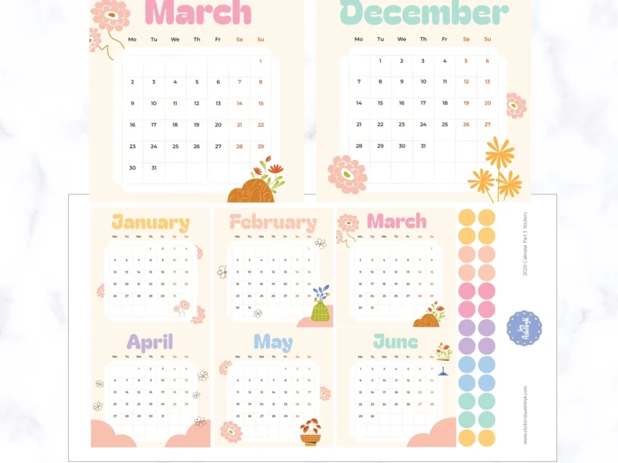 2026 Calendar Planner Stickers Stickers By AshleyK
