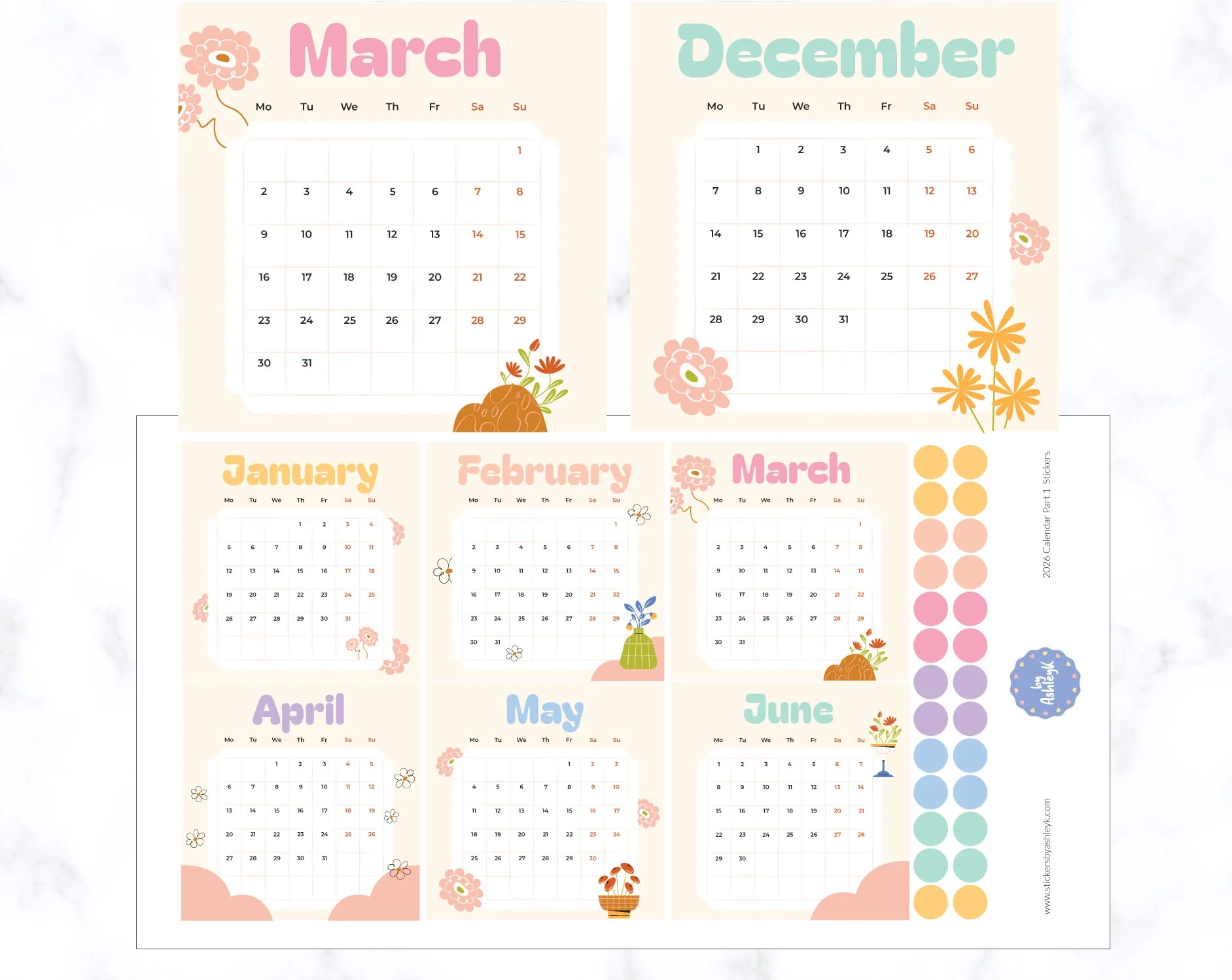 2026 Calendar Planner Stickers Stickers By AshleyK 2026 Calendar Planner Stickers Stickers By AshleyK