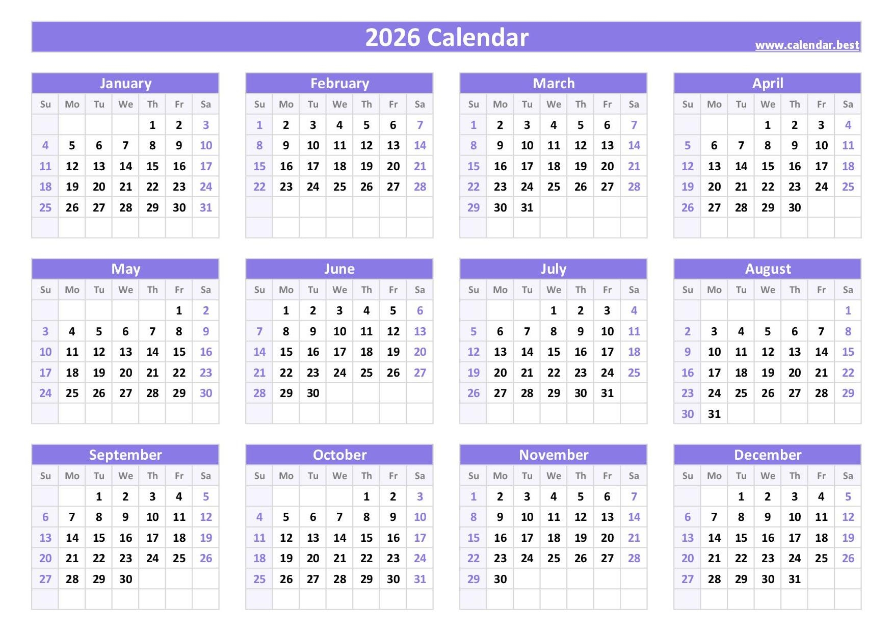2026 Dates To Remember Planner Printable