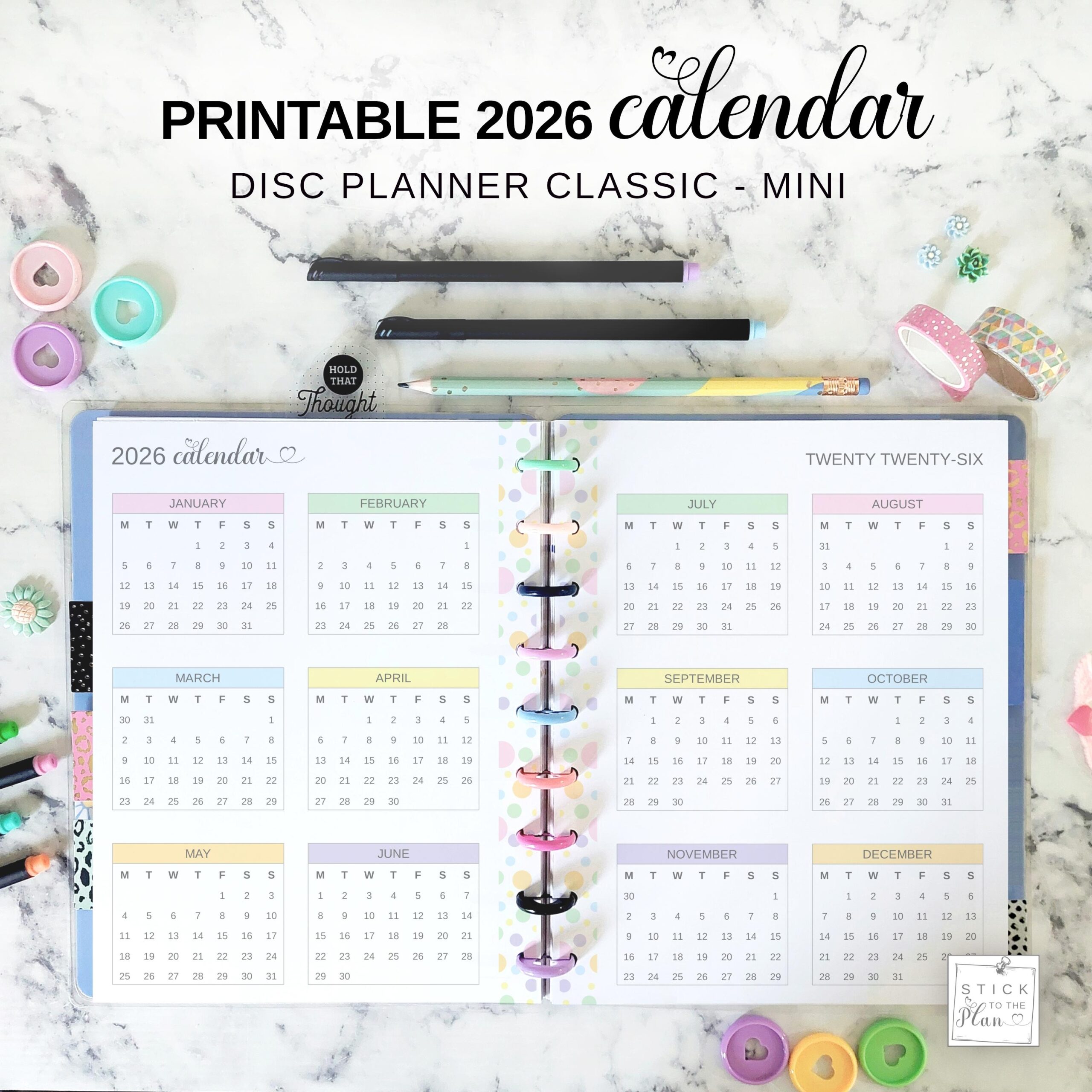 Mini Happy Planner 2026 Printable Calendar