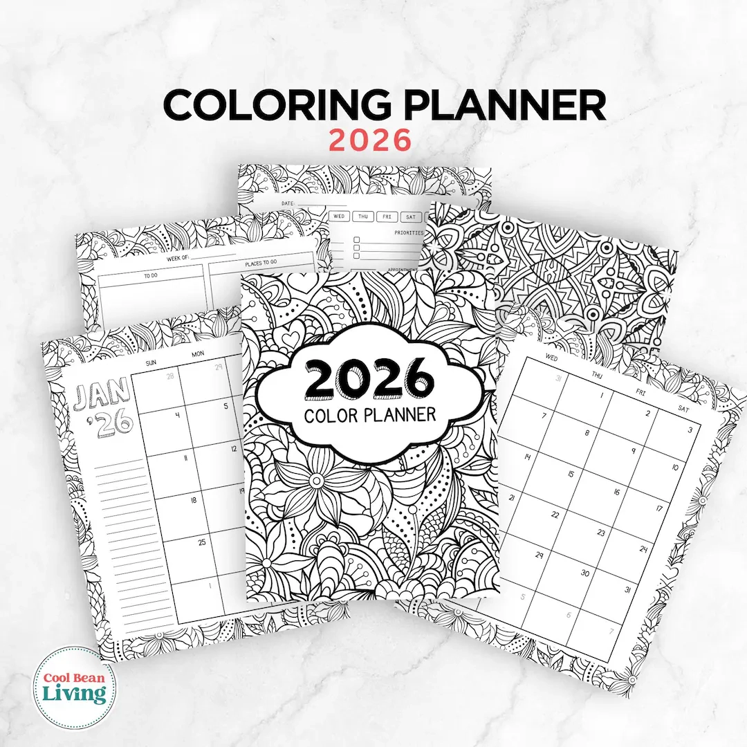 2026 Coloring Planner Mandala Designs Daily Priorities PDF Download Etsy