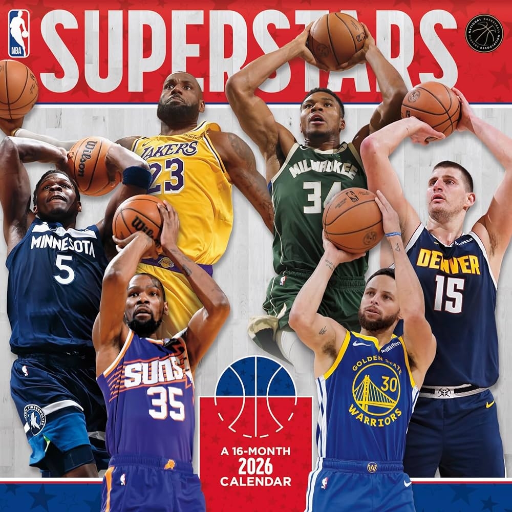2026 NBA Superstars Wall Calendar Trends International 9798888286074 Amazon Books