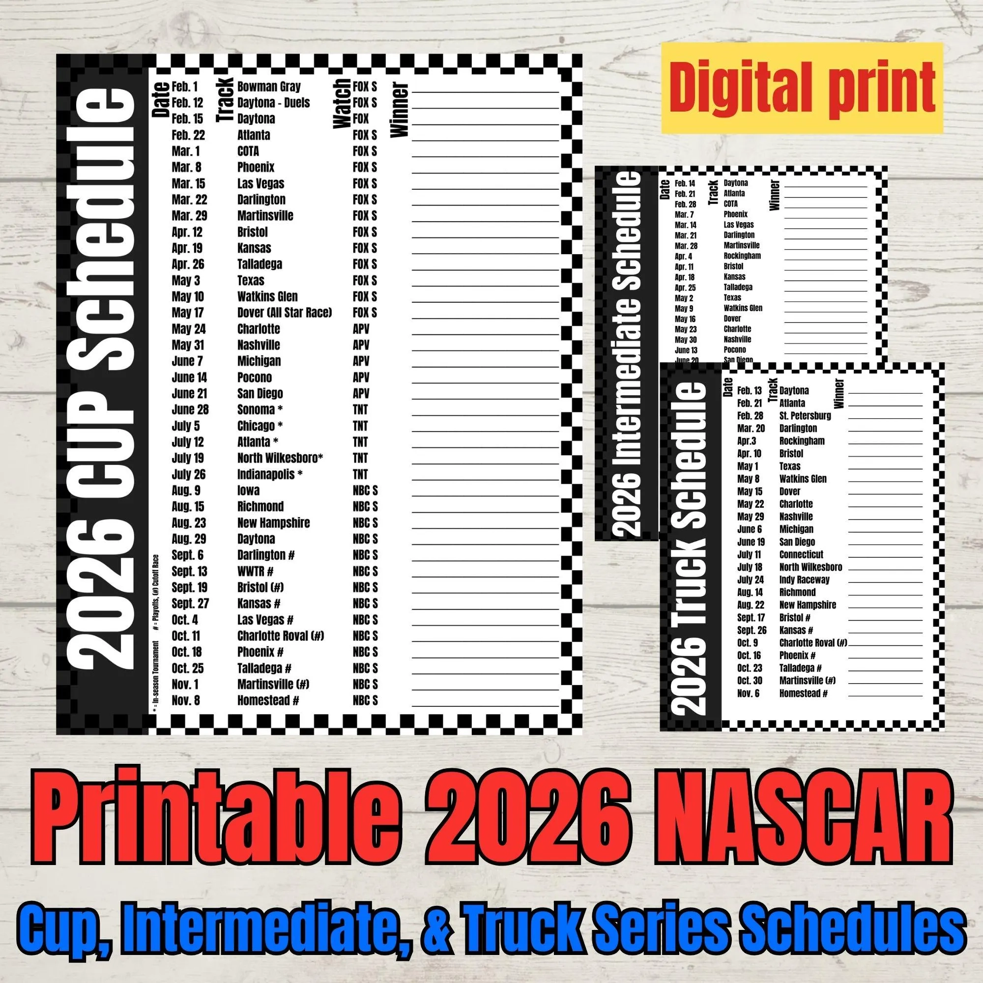 2026 Printable Nascar Schedule Fill In The Blank PDF Car Racing Chase Elliot Gift Nascar Cup Schedule Etsy Canada