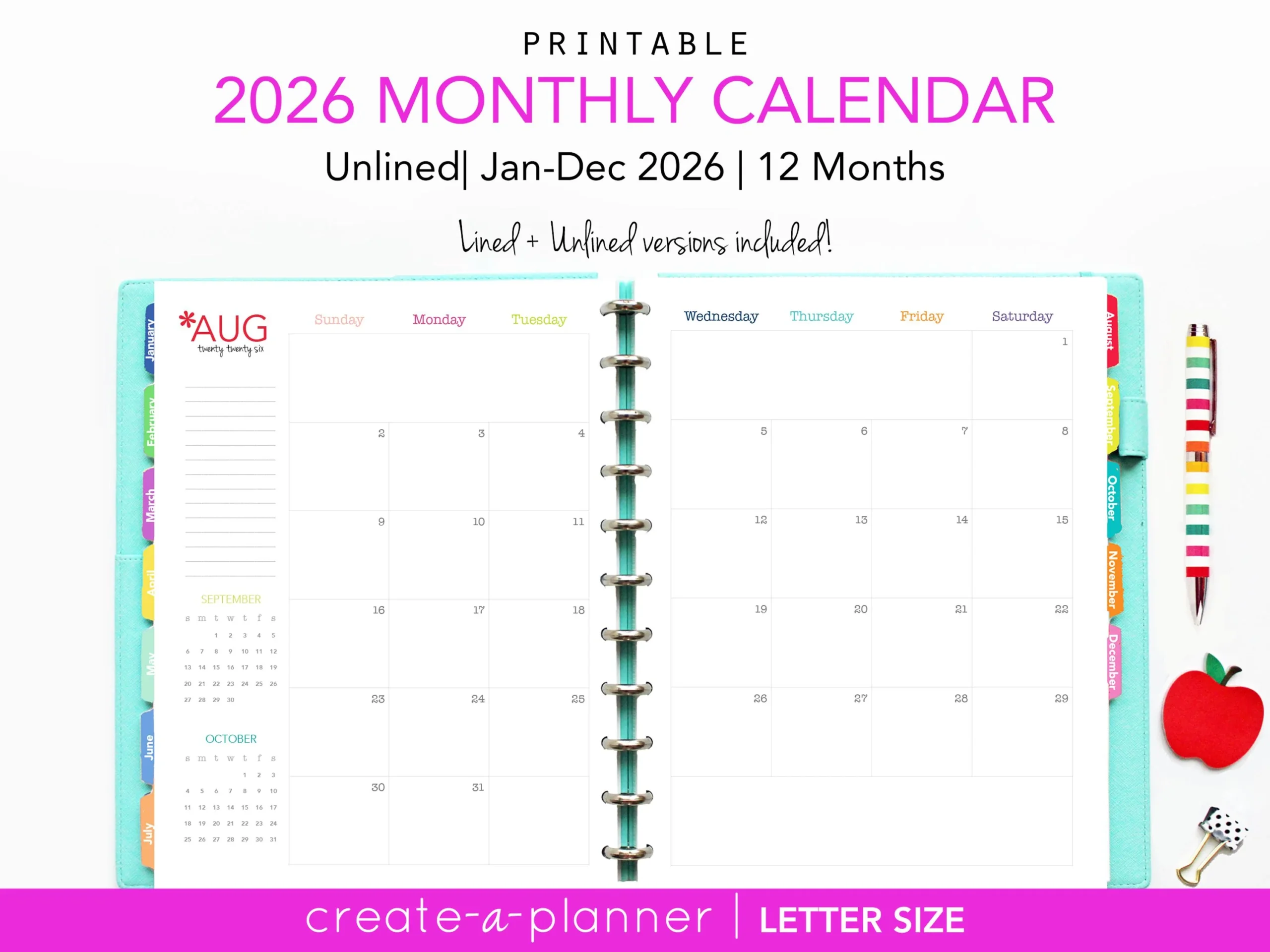 2026 Happy Planner Calendar Printable