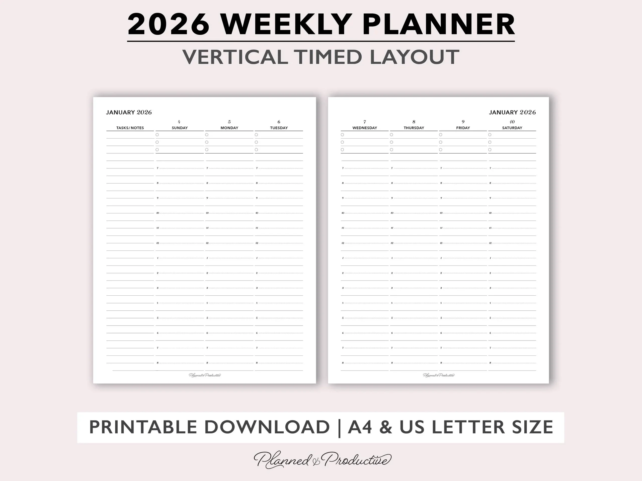 Free Printable Weekly Planner 2026 Verticle