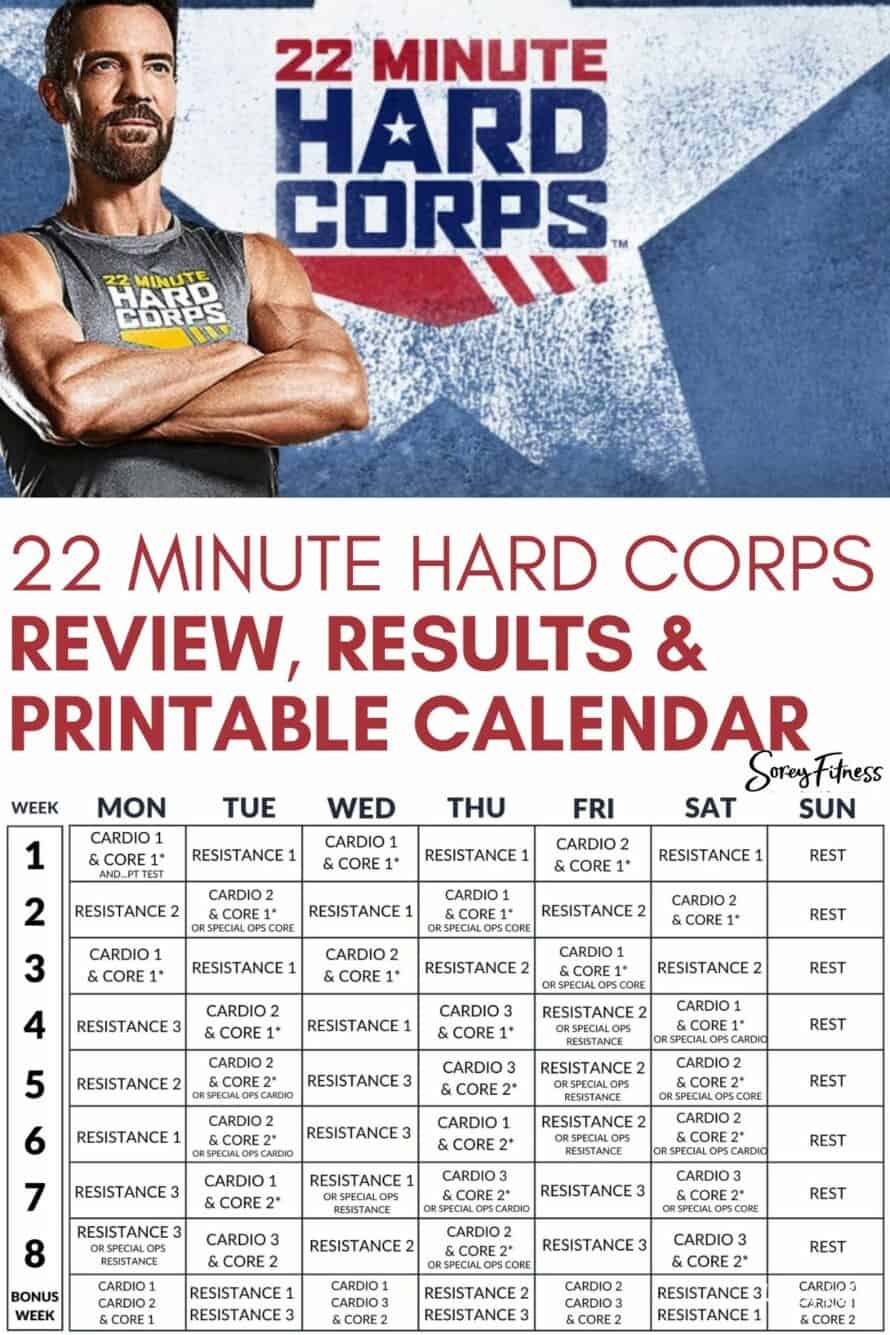 22 Minute Hard Corps Review Results Calendar Printable
