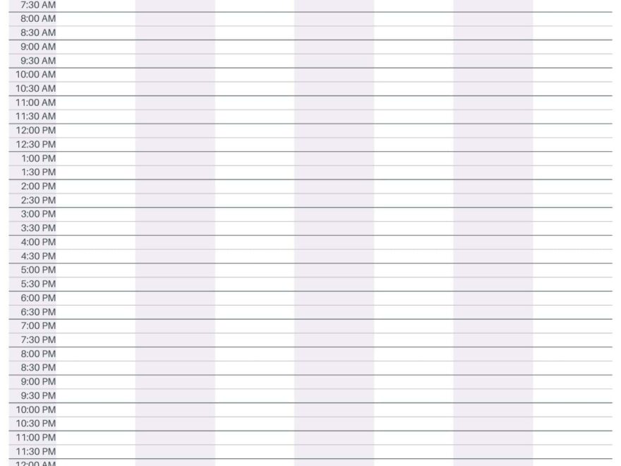 24 Hour Weekly Planner FREE Printable