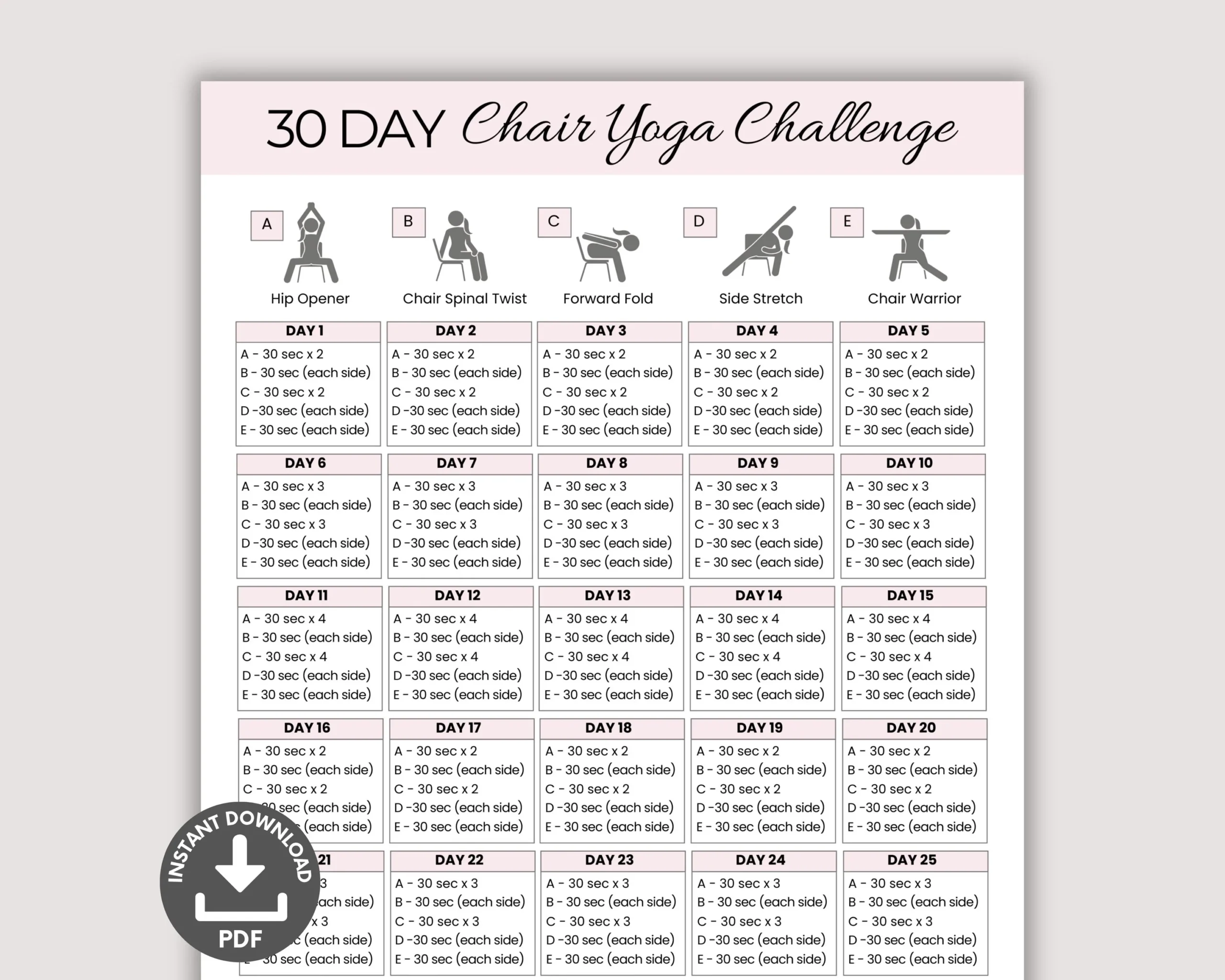Printable Office Yoga Chart Printable Office Yoga Chart