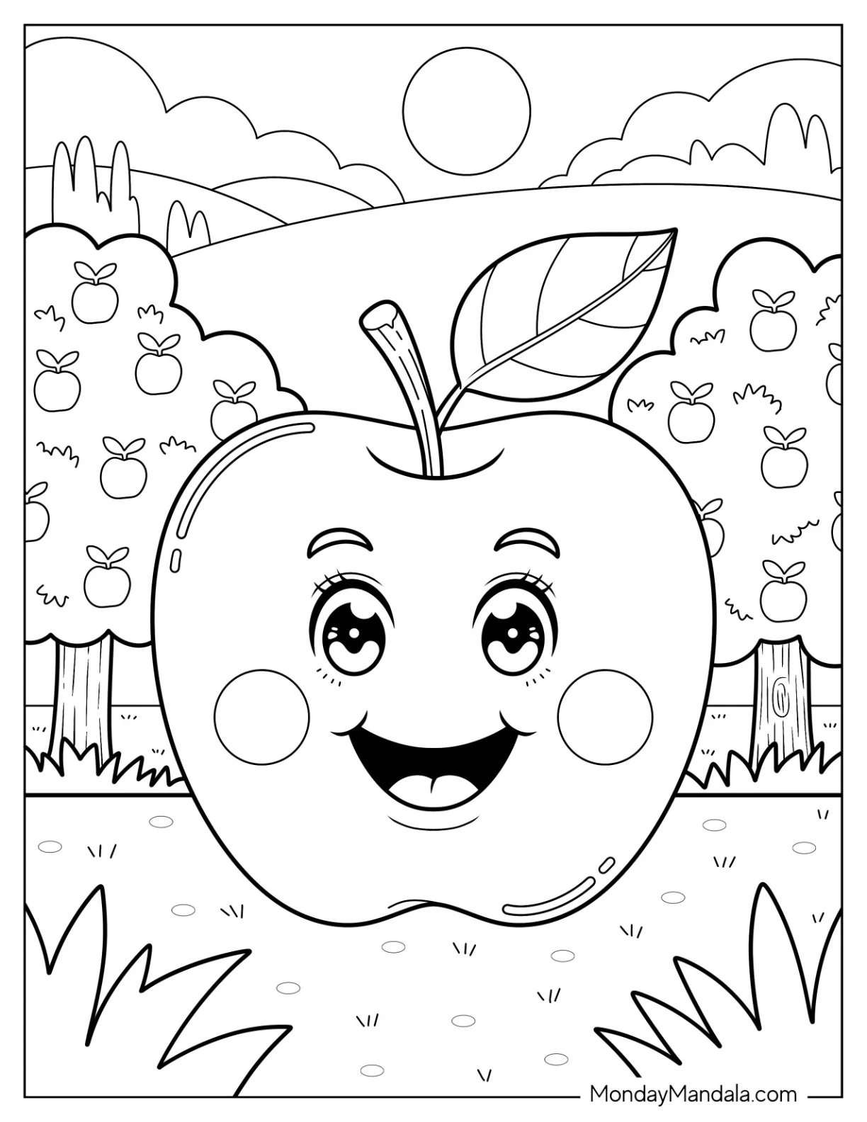 Free Apple Printable Coloring Sheets