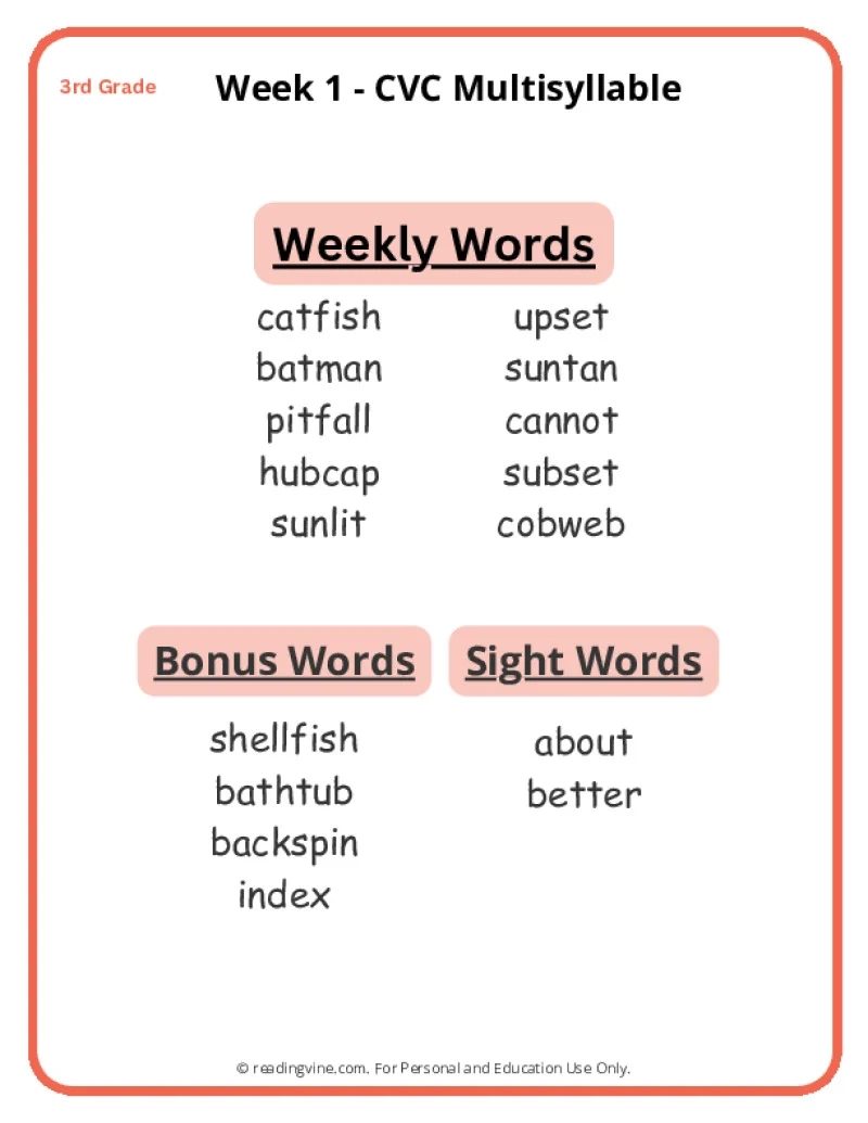 Free Printable Common Core Spelling Lists
