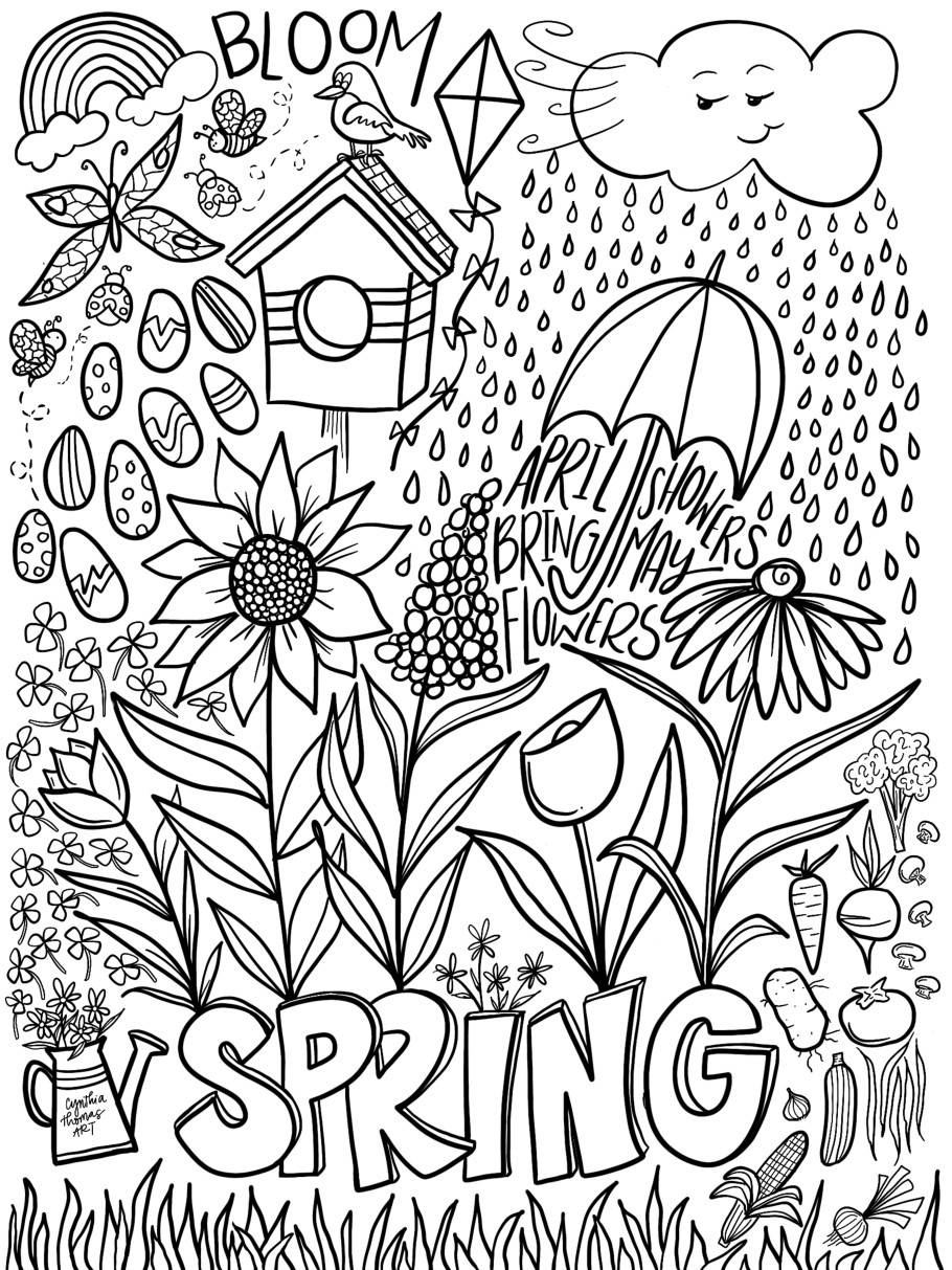 4 Seasons Coloring Pages Weather Spring Summer Fall Winter Holidays