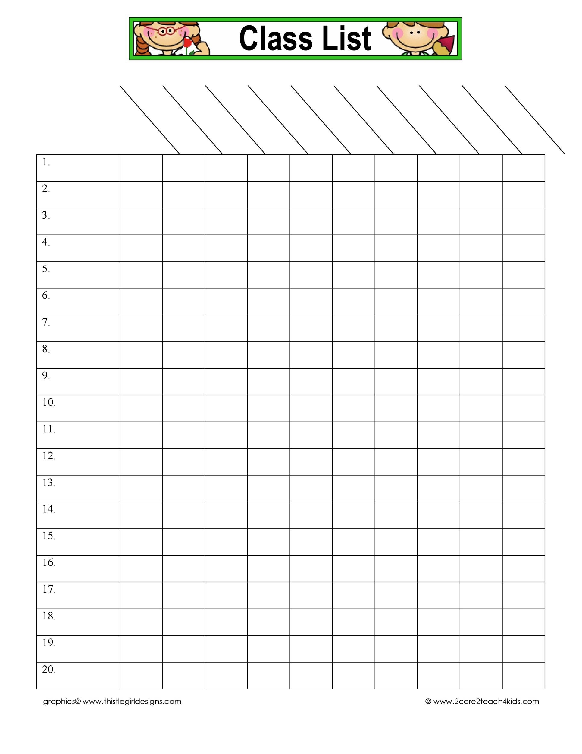 Printable Grade Roster Sheet Printable Grade Roster Sheet