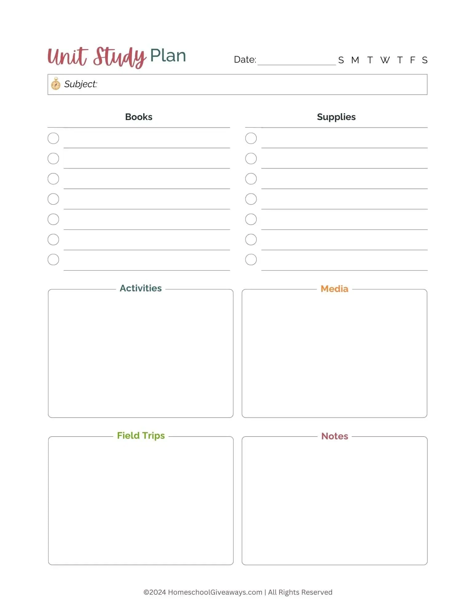 Free Homeschool Planner Forms Printable