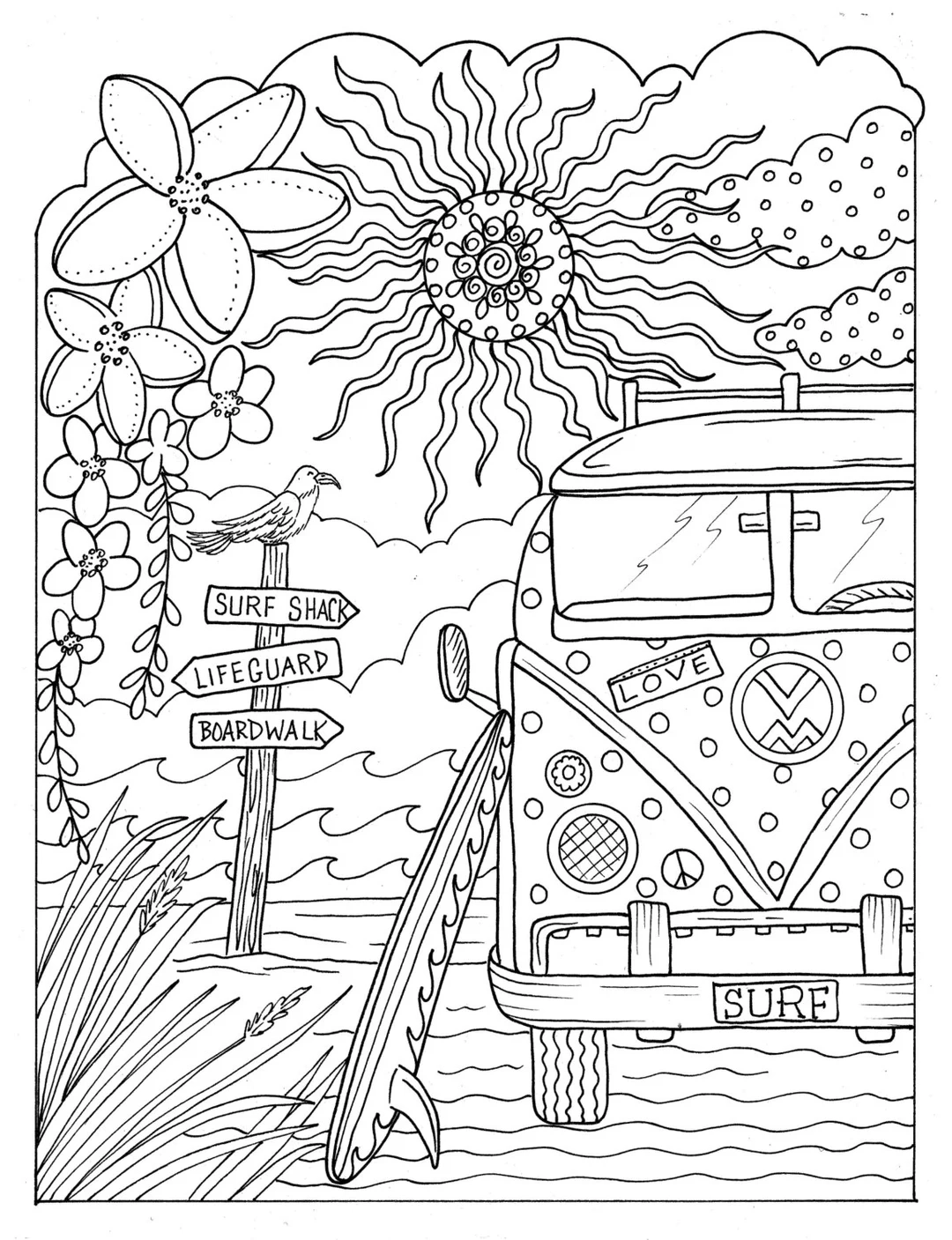 Beach Coloring Sheets Printable Adult