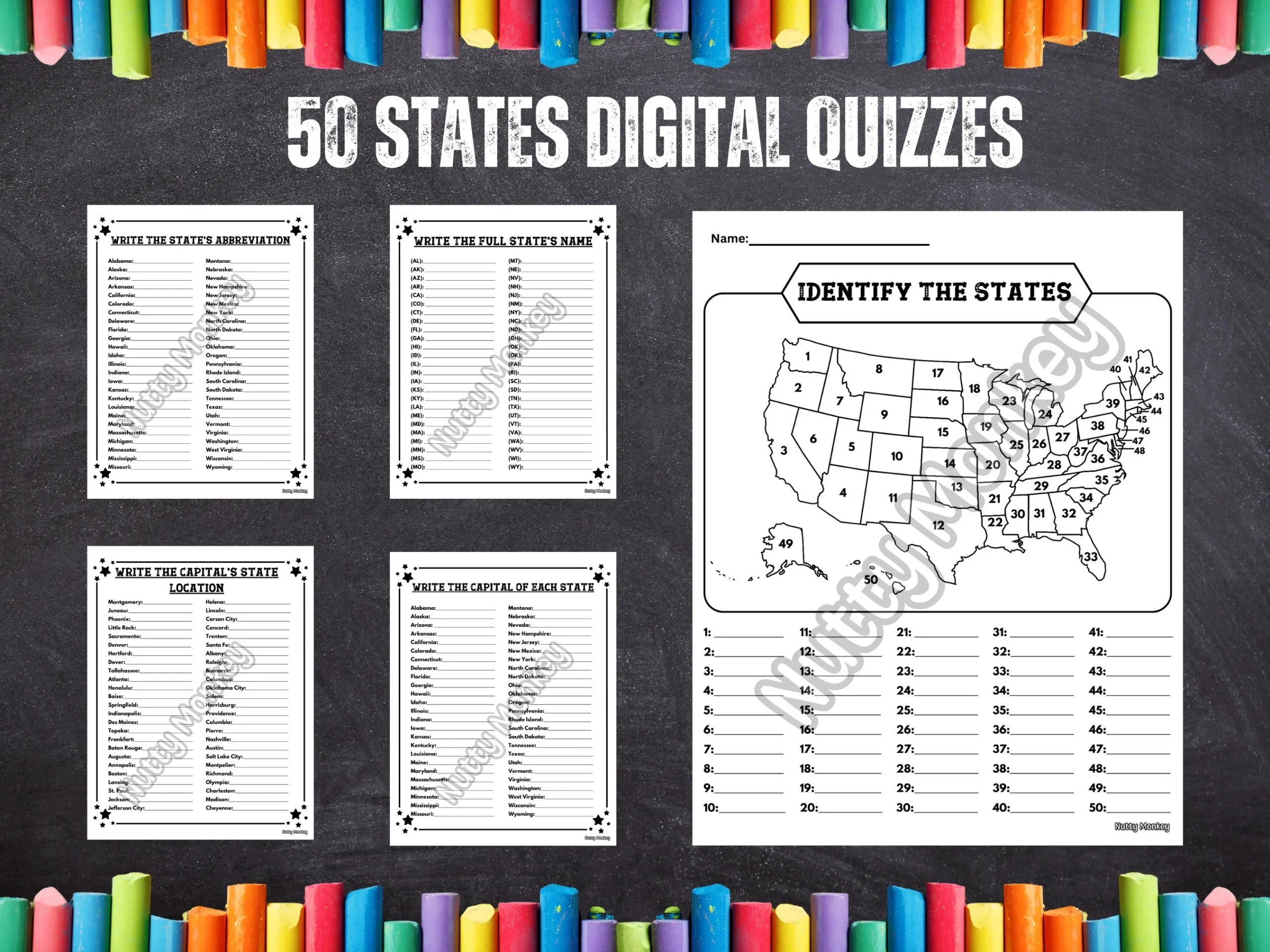 50 State Quiz Printable