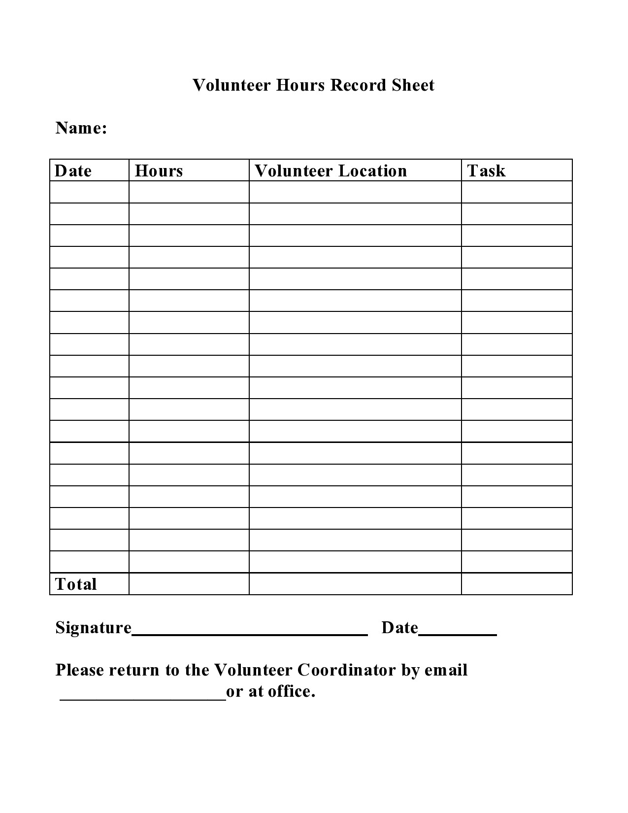 Free Printable Community Service Log Sheet
