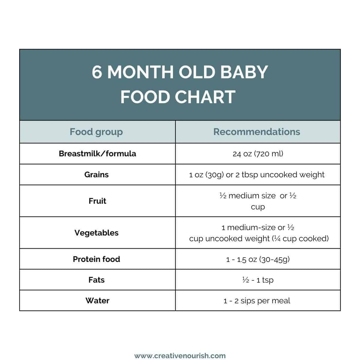 6 Month Old Meal Plan Feeding Schedule Creative Nourish