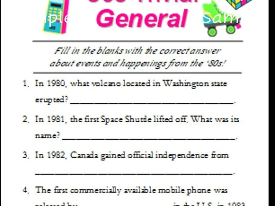80s Trivia Pack Printable Trivia 1980 s Game Includes Answers Etsy