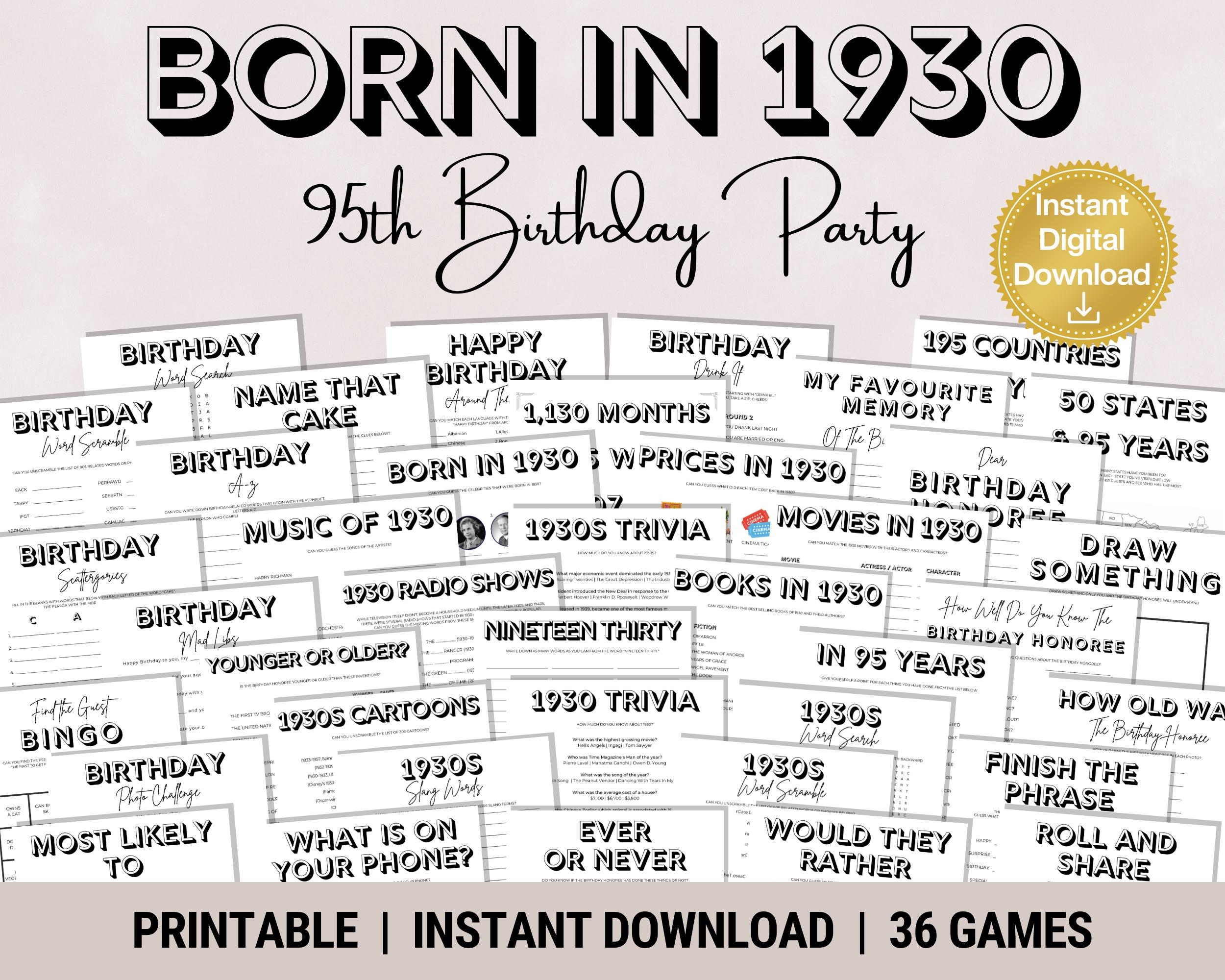 1930s Trivia Questions And Answers Printable