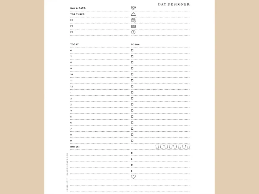 A5 Daily Planning Page Day Designer Free Download