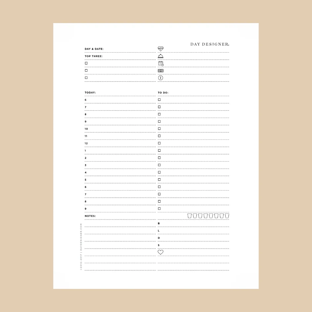 A5 Daily Planning Page Day Designer Free Download