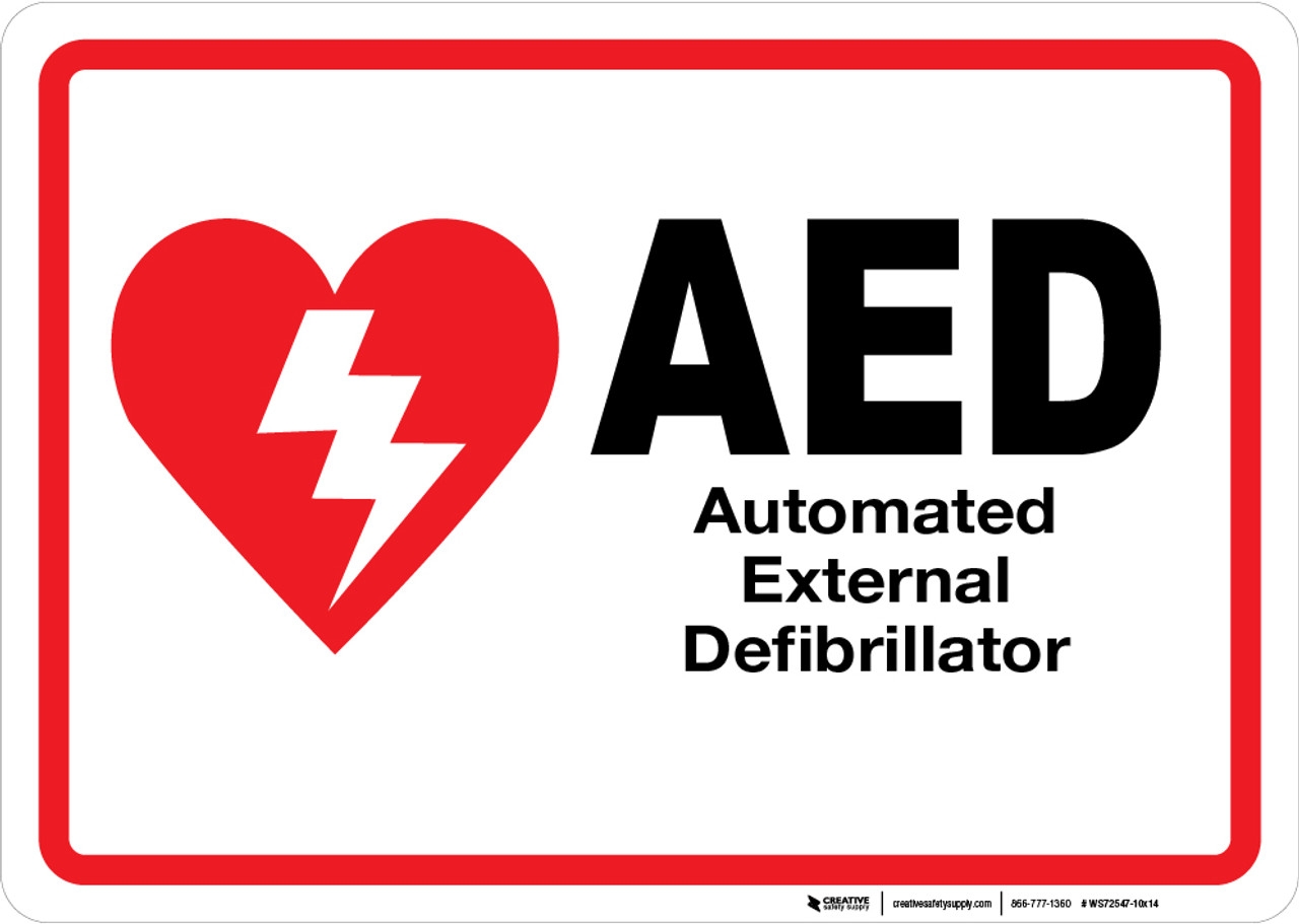 AED Automated External Defibrillator Wall Sign