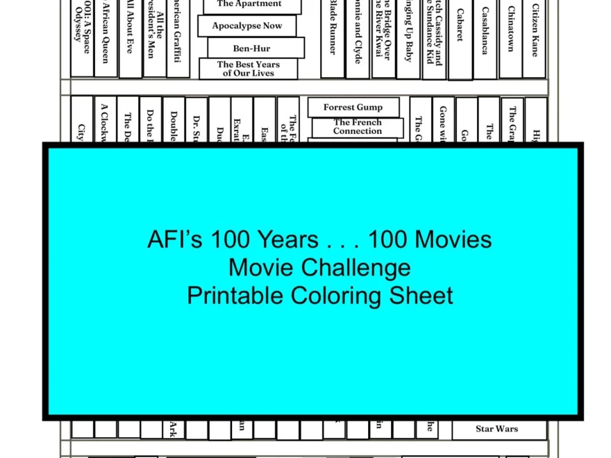 Afi s 100 Movies 100 Years Movie Challenge Printable Coloring Sheet Etsy