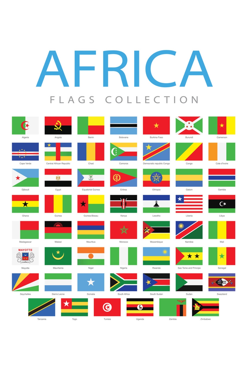 Africa Flags African Countries Country World Collection Educational Classroom Teacher Learning Homeschool Chart Display Supplies Teaching Aide Cool Wall Decor Art Print Poster 12x18 Poster Foundry